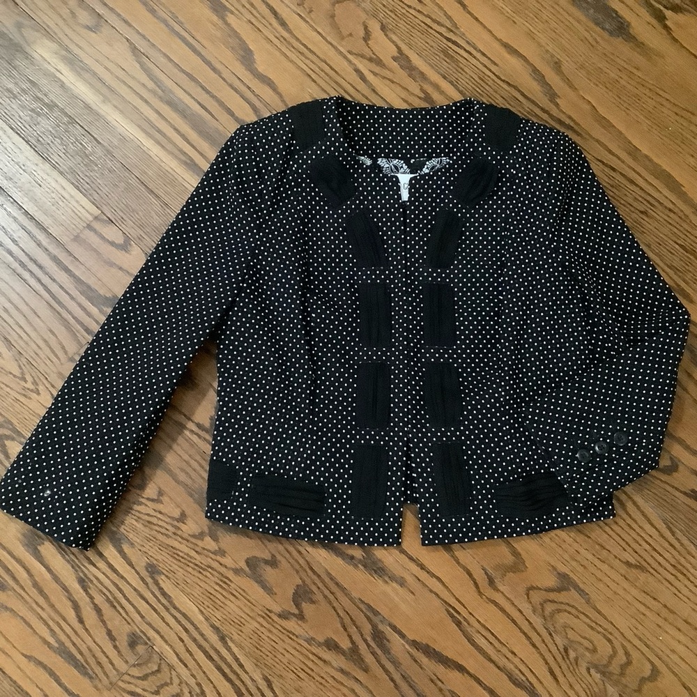 CAbi Jacket Black & White Polka Dot w/ Ribbon Size 4